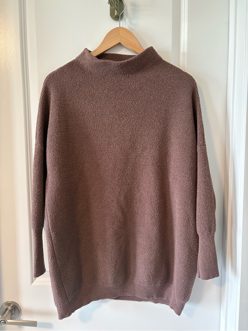 Devoted Taupe Ribbed Oversized Mock Neck Tunic Sweater Size L
